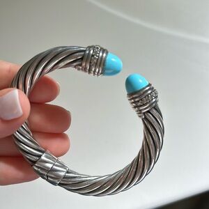 David Yurman Diamond & Turquoise Cable Bracelet